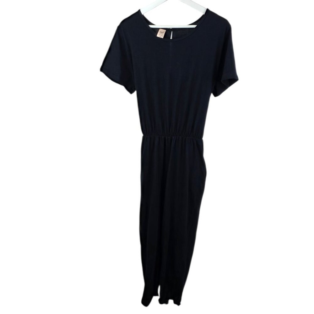 Smash + Tess Short Sleeve Jumpsuit, Tie Back, Black, Cotton, Size Small